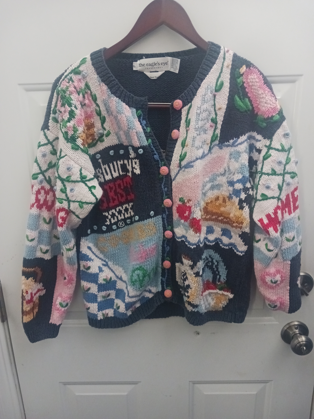 Vintage-The Eagle's Eye Women's Multicolor Patchwork Cardigan Sweater